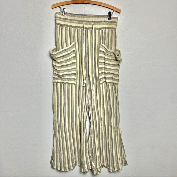 Free People Jones Beach Wide Leg Striped Trousers Pants Cotton Size Medium - Picture 2 of 9